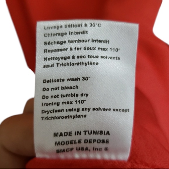 MAJE Hebrides Silk Georgette Mini Dress in Vibrant Orange Size Small - Picture 7 of 8